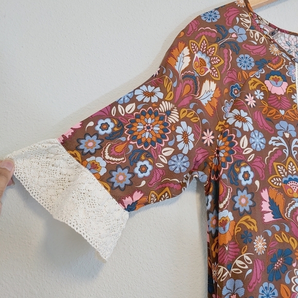 Matilda Jane Lace Floral Intermission Mini Dress Sz M Prairie Cottagecore Boho - Picture 2 of 11